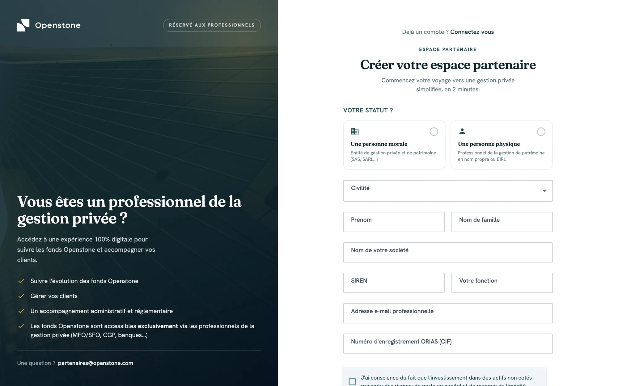 Screenshot of the Openstone platform: partnership documents