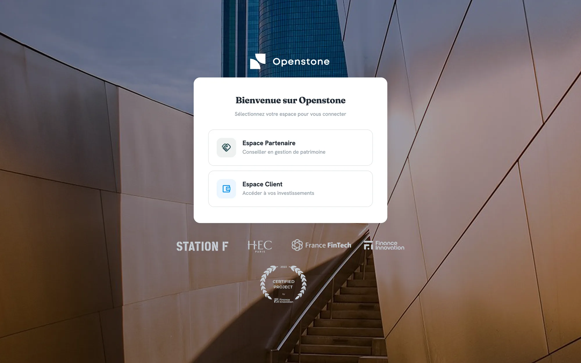 Screenshot of the Openstone platform: identity verification