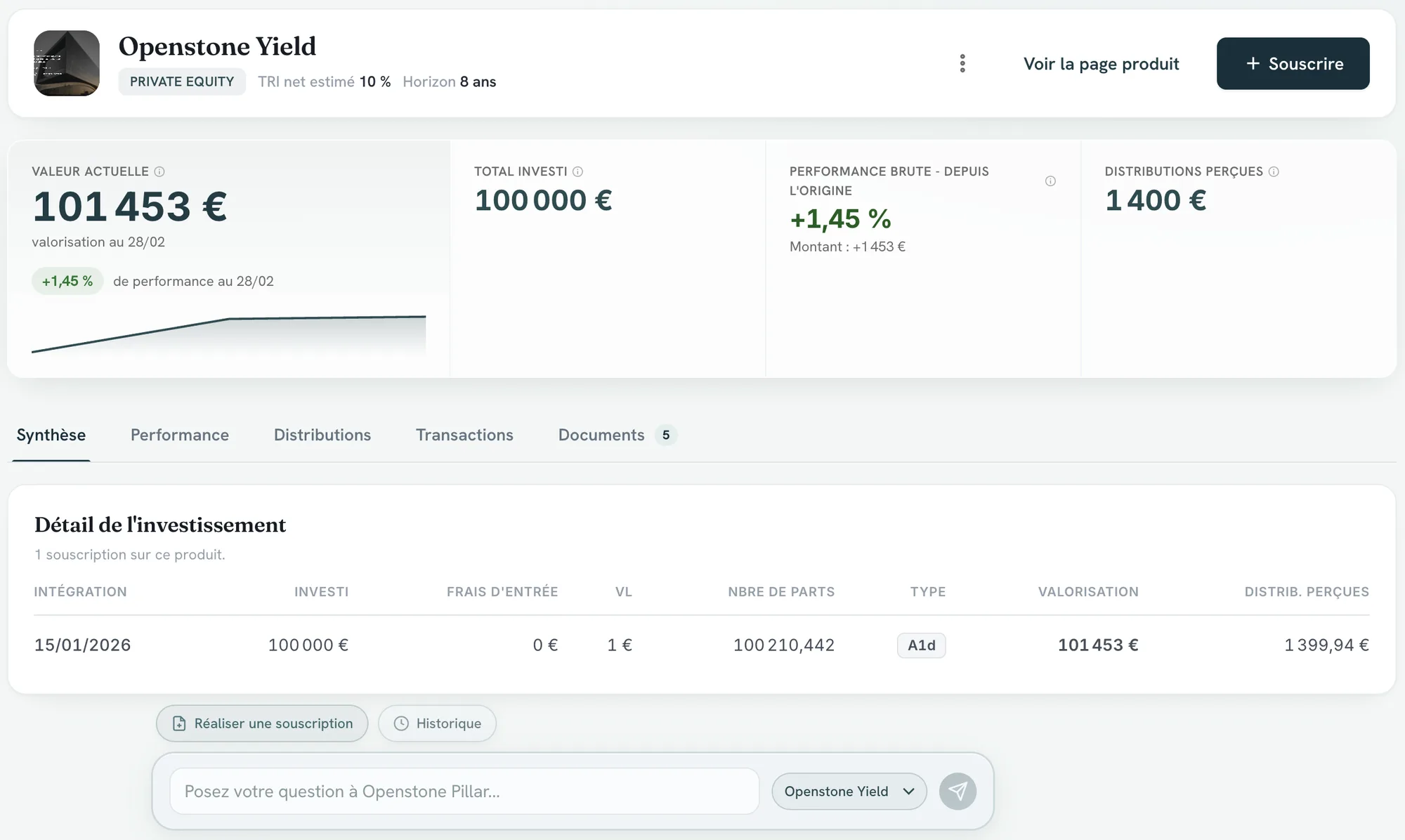 Screenshot of the Openstone platform: electronic signature